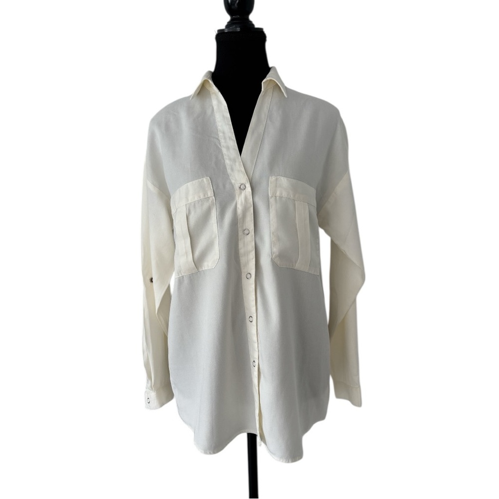 Zara Cream Casual Button Down Shirt
